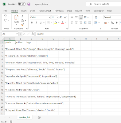 csv file output