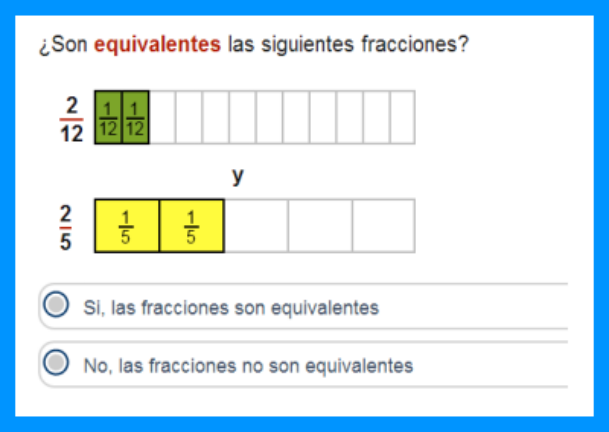 Fracciones - Fracciones equivalentes - Identifica fracciones equivalentes
