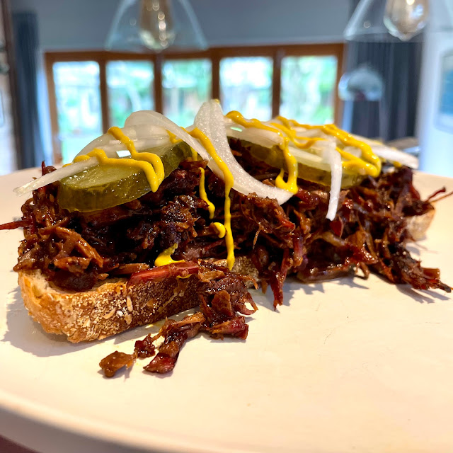 Pulled BBQ UK beef sandwich