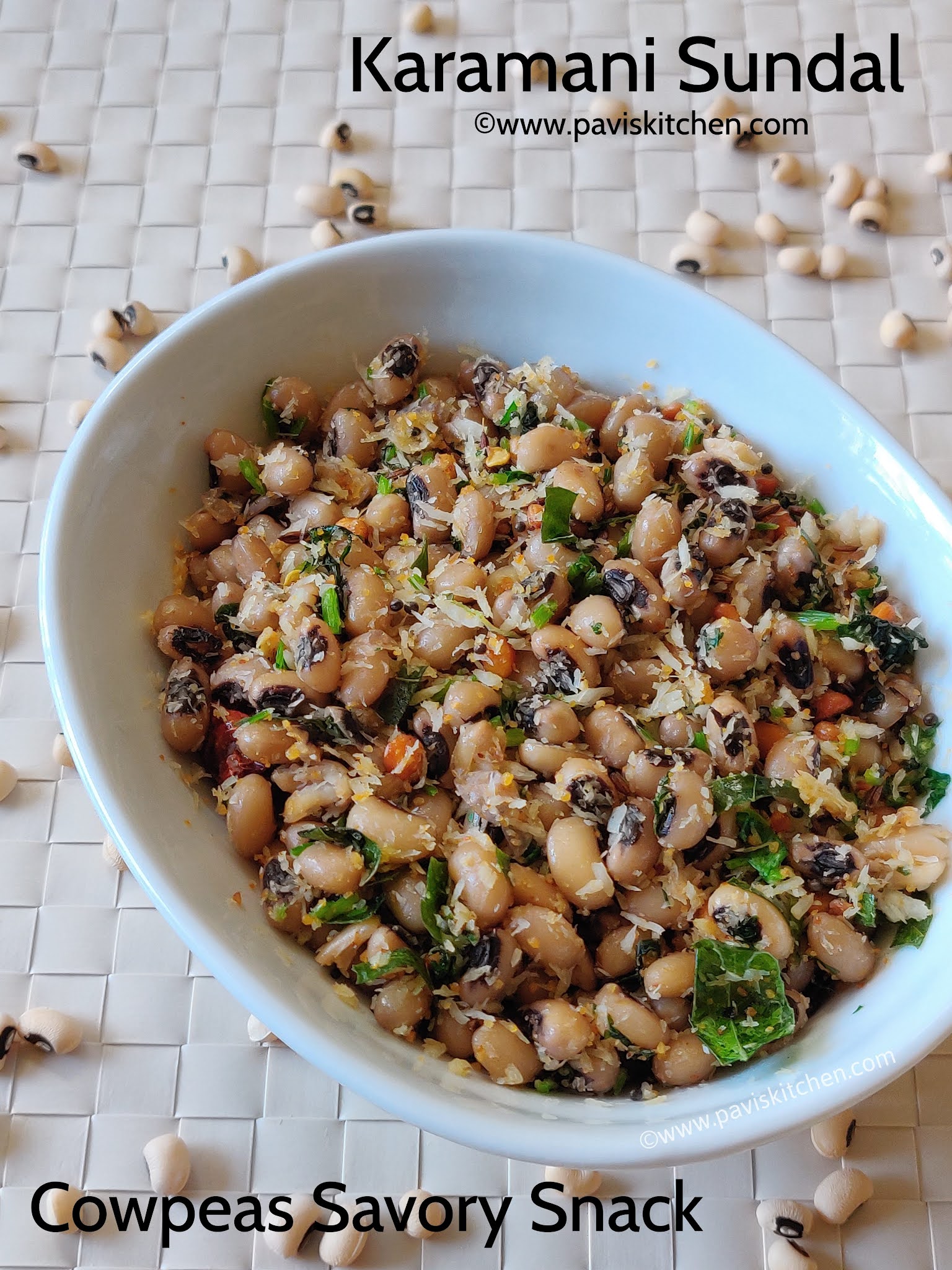 Karamani sundal recipe | black eyed peas sundal | white karamani sundal | lobia sundal