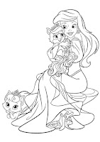 Ariel and her pets coloring page for kids