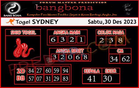 Prediksi Bang Bona Sydney Sabtu 30 Desember 2023