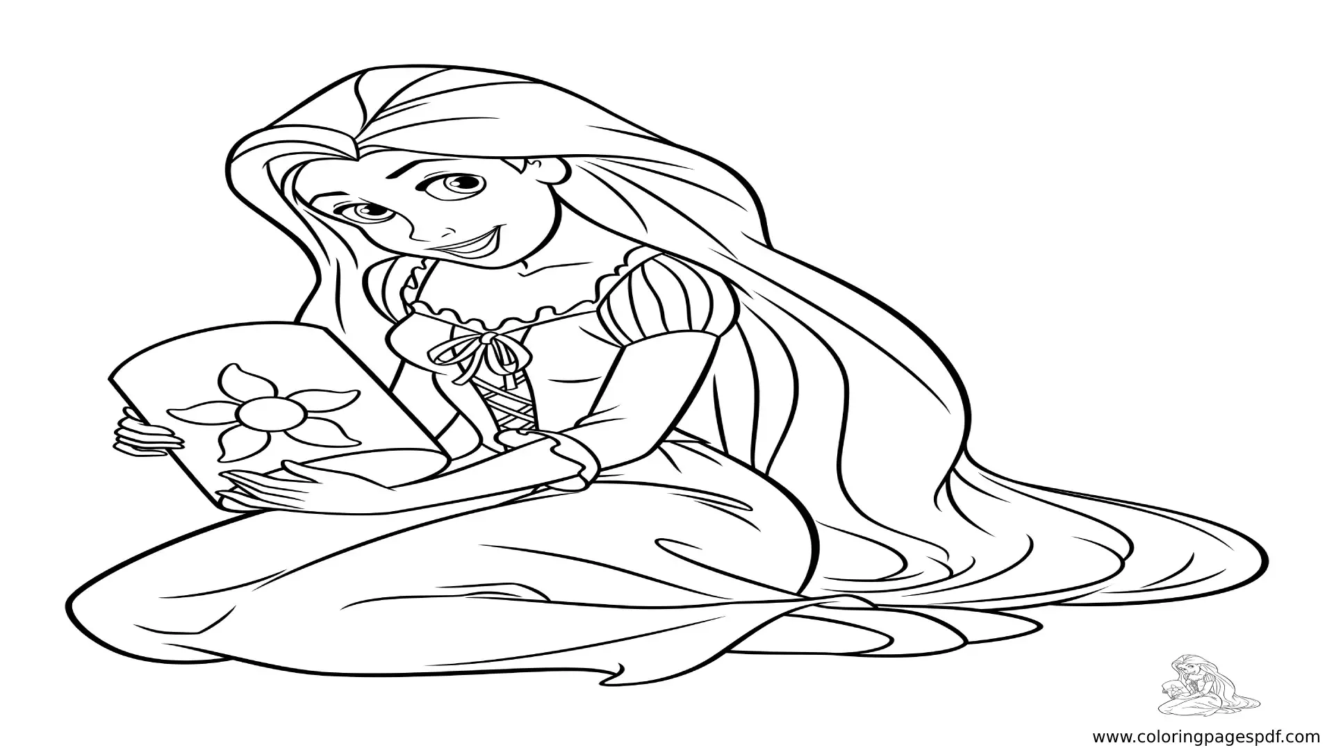 Coloring Pages Of Rapunzel Sitting Down