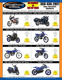 Yamaha Motorsports of Olympia's "No Freight or Set Up Fees" Sale Going on Now!!