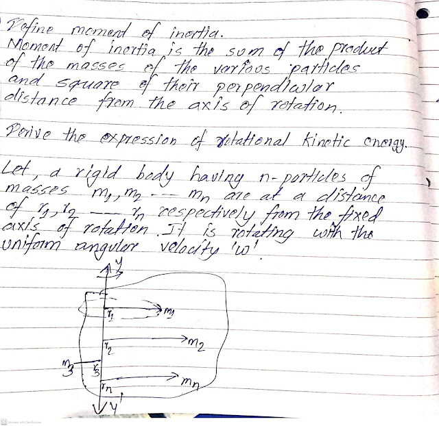 Define Moment of Inertia.Derive expression for rotational Kinetic Energy. (Derivation class 12 Rotational Dynamics)