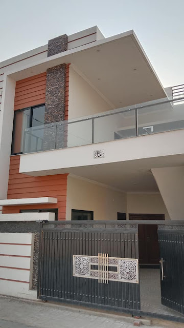 front elevation glass railing design in pakistan