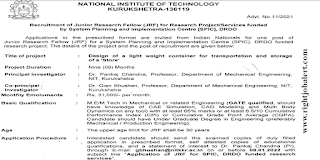 Junior Research Fellow Mechanical Engineering  Jobs National Institute Of Technology