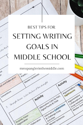 It's important to set writing goals with middle school students before they begin writing essays to help them focus on progress, not perfection!