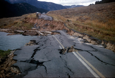 Road damage from earthquake. R.B. Colton, public domain
