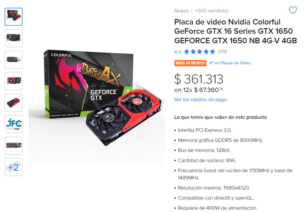 Las 5 Placas de video NVIDIA m s vendidas de Mercado Libre