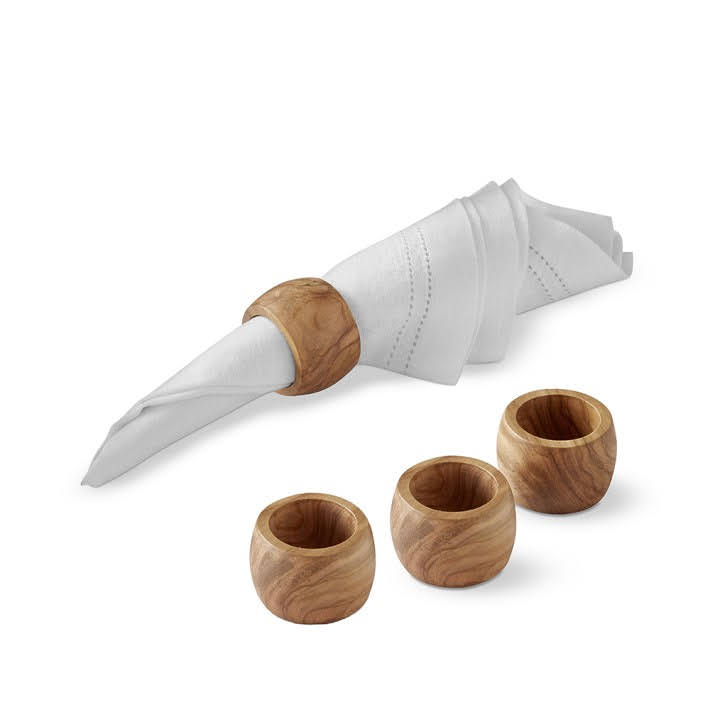 Olivewood Napkin Rings, Set of 4 via Williams Sonoma