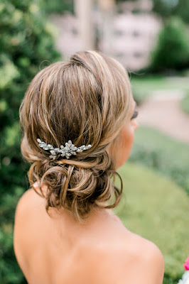 bride with low bun and hair blip