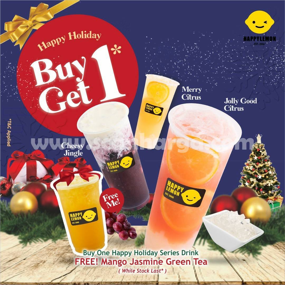 HAPPY LEMON Promo Holiday - GRATIS 1 Mango Jasmine Green Tea