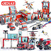 City Fire Rescue Station Car Aerial Ladder Truck Vehicle Helicopter 