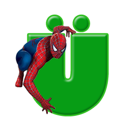 Abecedario en Verde con el Hombre Araña o Spiderman.