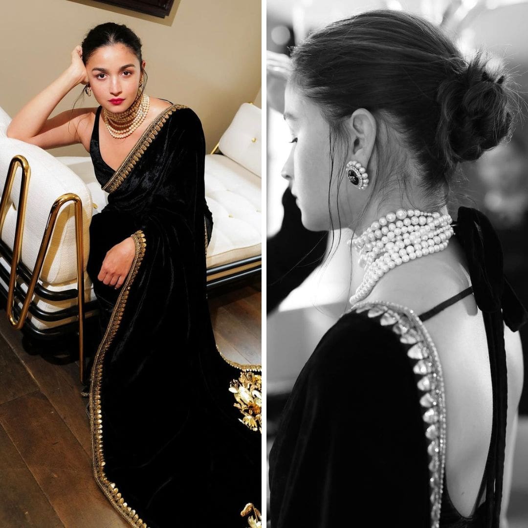 Alia Bhatt's Black Velvet Saree Saga at the Poacher London Screening