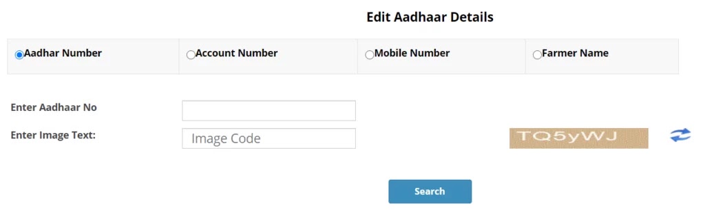 PM Kisan Samman Nidhi Correction 2022 Account Detail Aadhaar Number