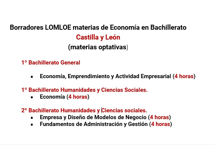 CyL: la especialidad de Economía aumenta sus horas con los borradores de la LOMLOE