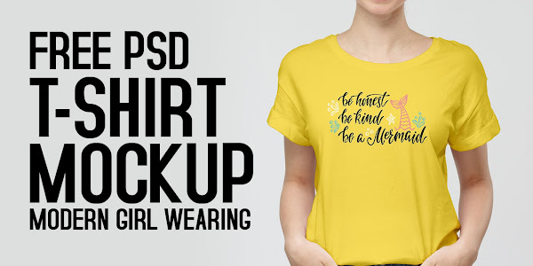 T Shirt Mockup Free Download PSD Modern Girl Wearing T Shirt Mockup