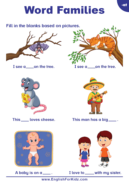 Word families worksheet free PDF