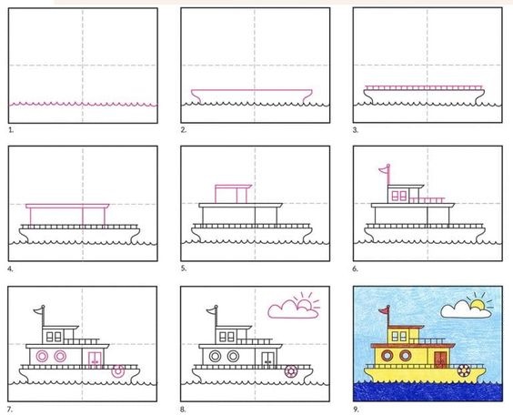 Hướng dẫn vẽ nhà thuyền theo từng bước