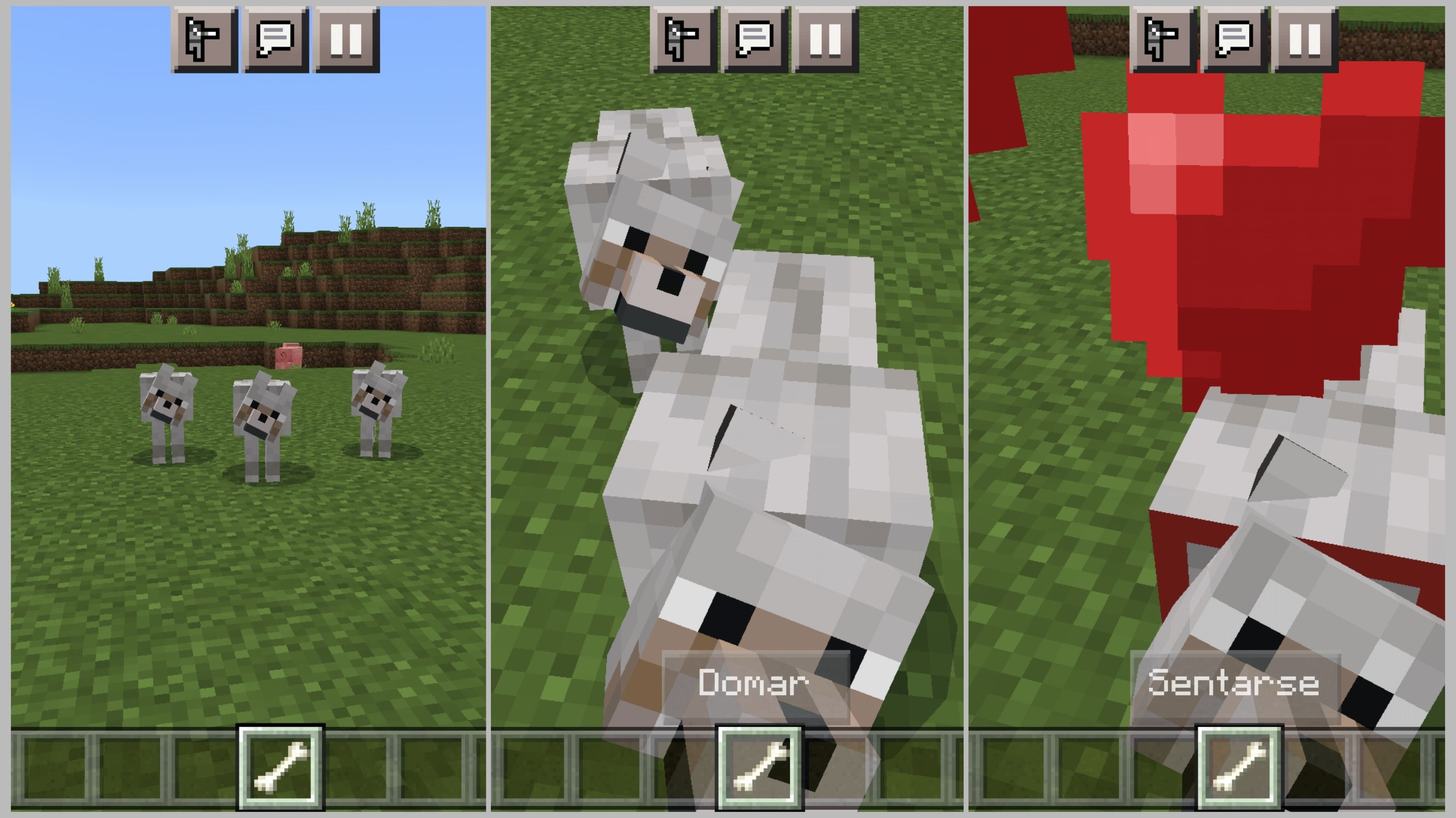 Como domesticar lobos en Minecraft Bedrock