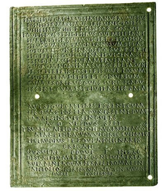 Римский военный диплом эпохи правления Веспасиана (69–79 гг.)