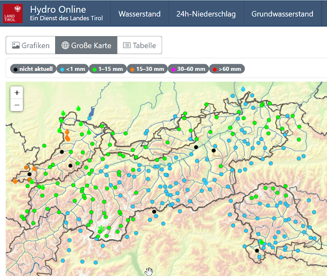 Niederschlag mit Regen vom 16.02. auf den 17.02. Diesmal am meisten ganz im Westen des Landes