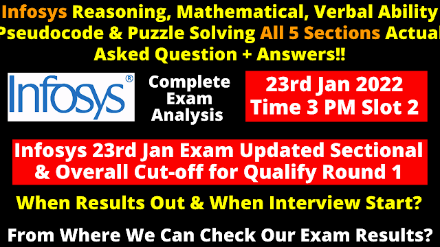 Infosys 23rd January Actual Asked Questions with Answers