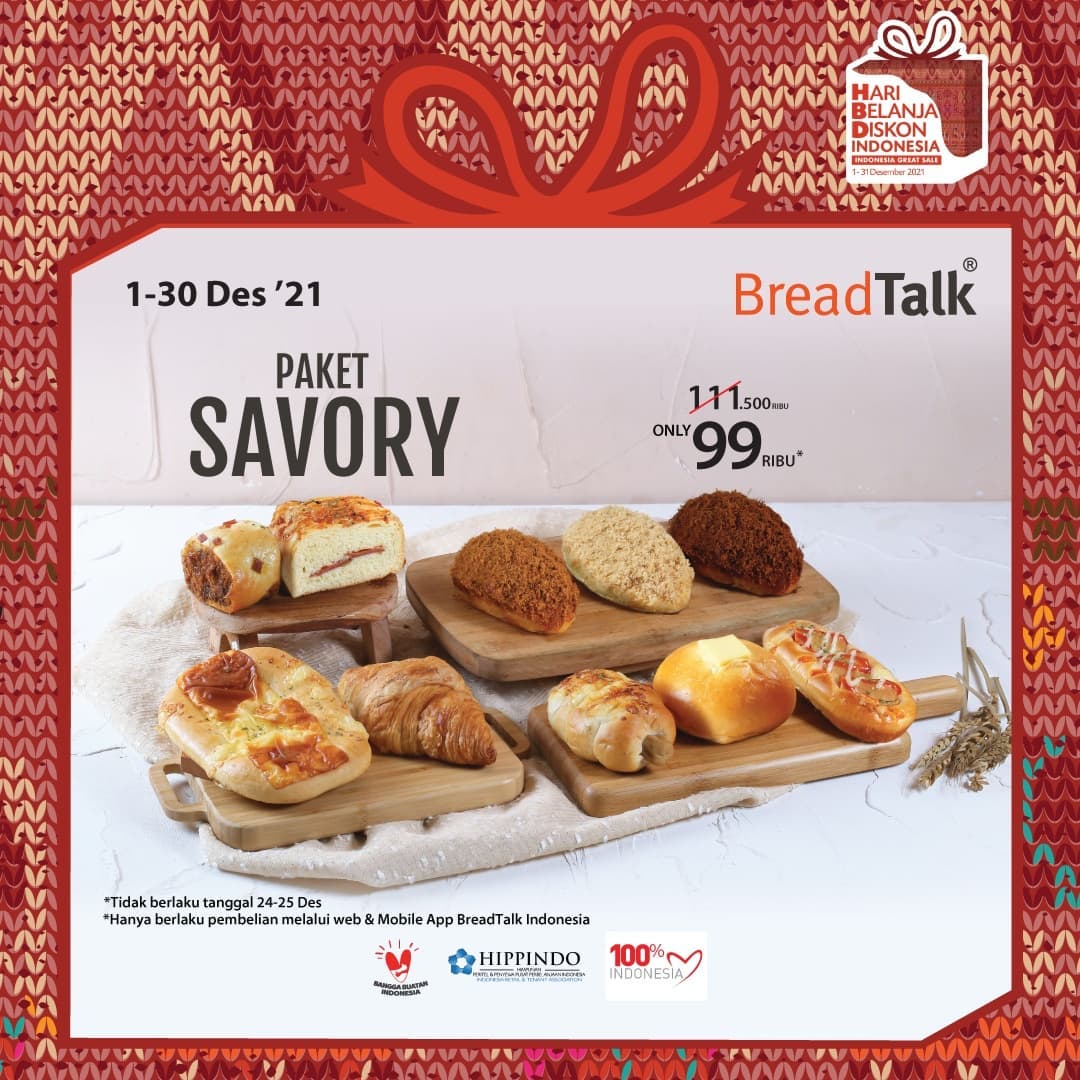 Promo BreadTalk Paket Sweet, Savory & MIX Hanya 99Ribu (s.d 30 Des 2021)