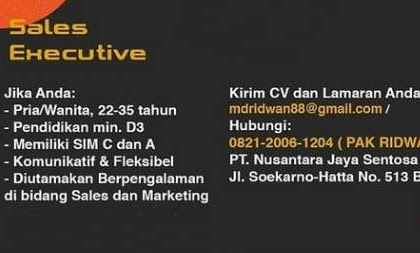 Lowongan Kerja Sales Executive Suzuki Automobile PT Nusantara Jaya Sentosa