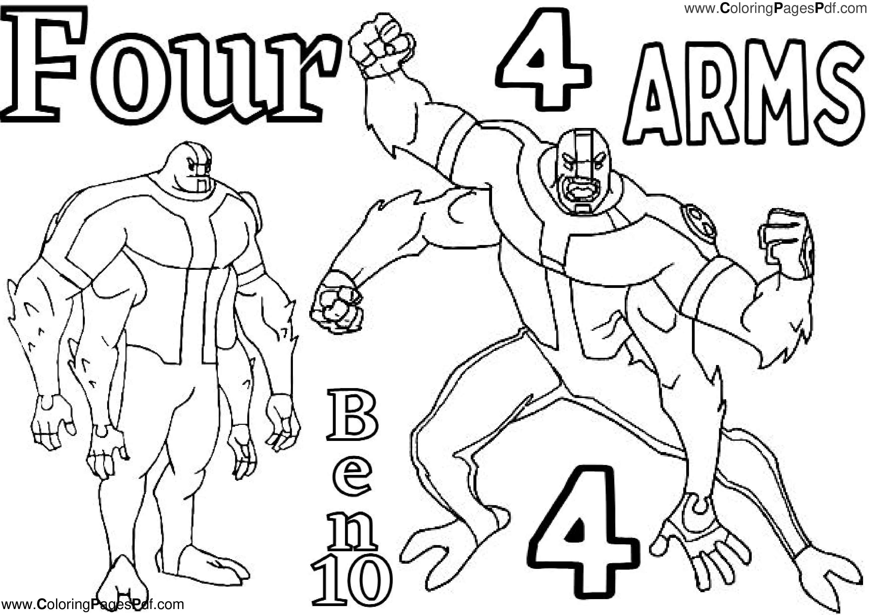 Ben 10 coloring pages four arms