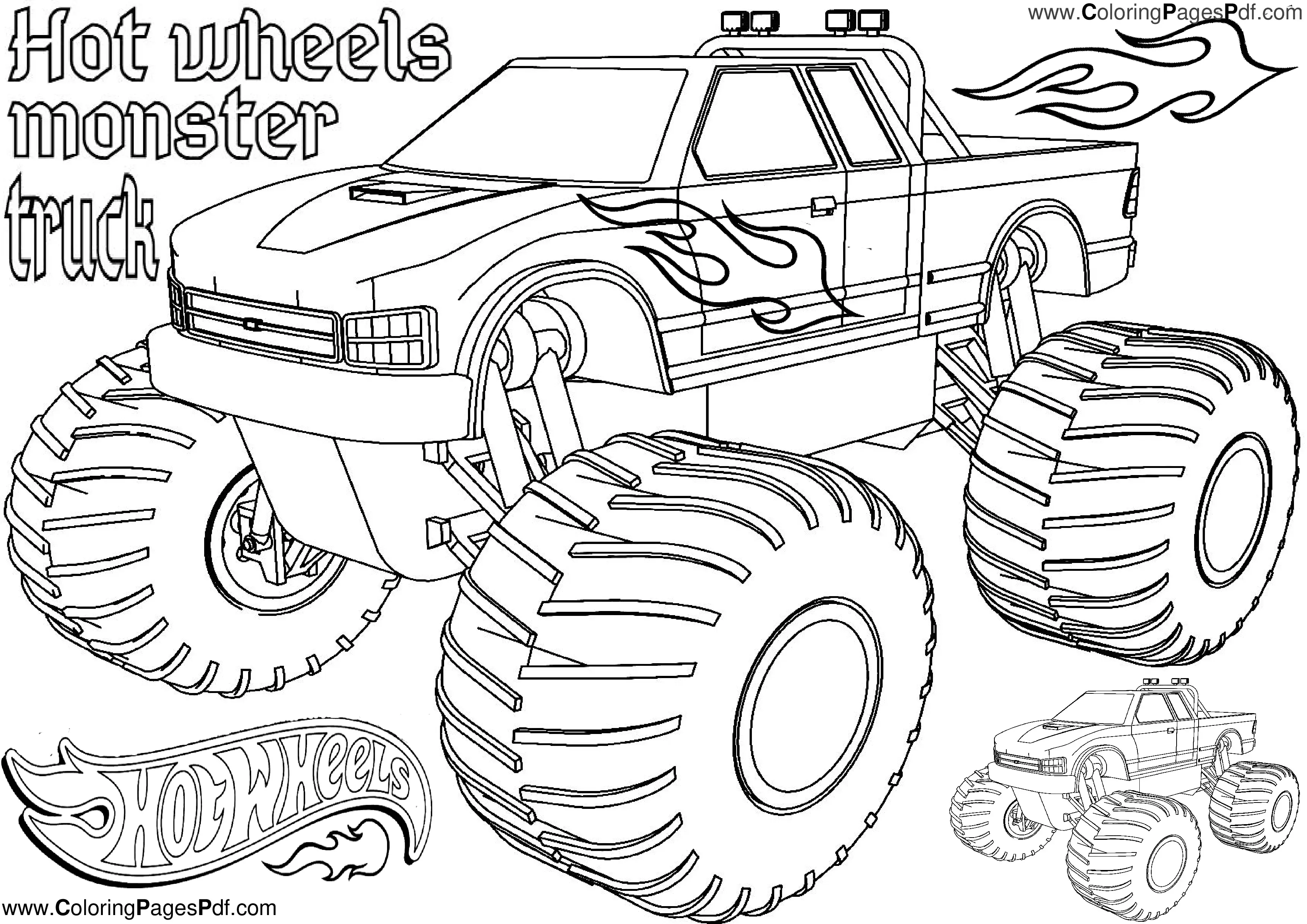 Hot wheels monster truck coloring pages