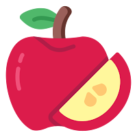 Рисунок красного яблока и дольки без фона
