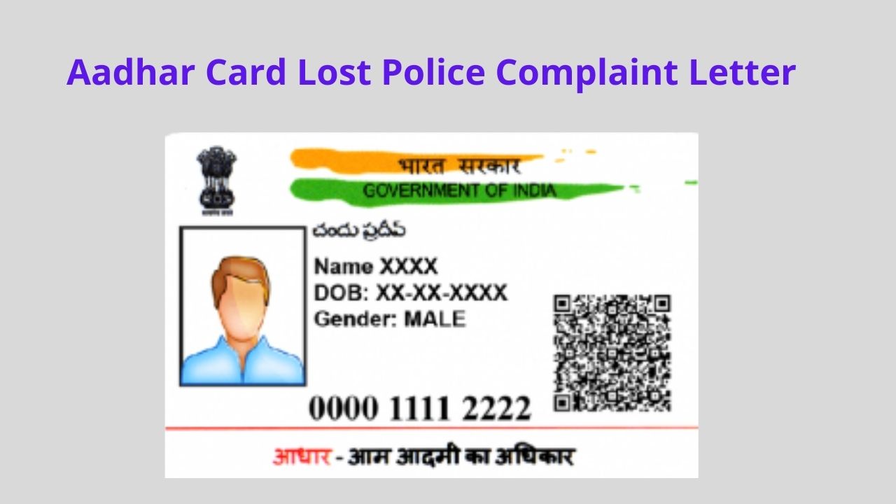 Aadhar Card Lost Police Complaint Letter