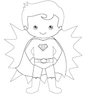 Boy with Superman costume coloring page