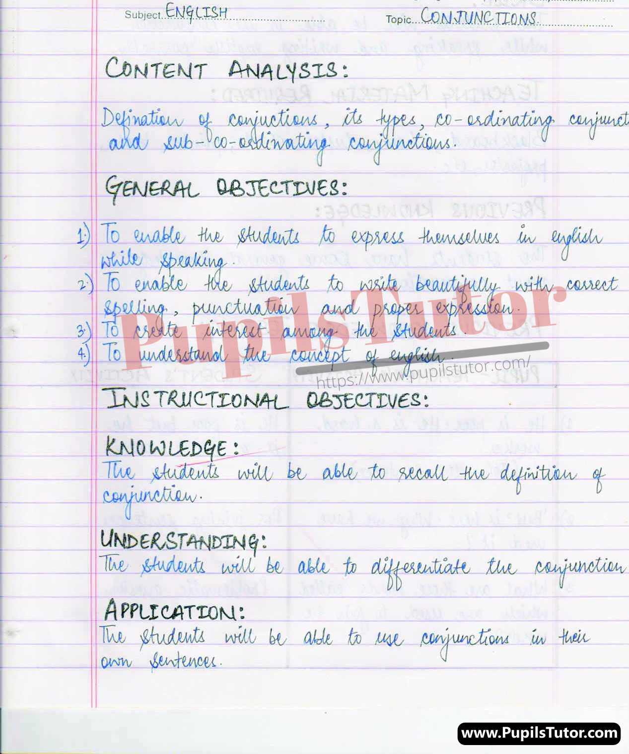 Conjunction Lesson Plan – (Page And Image Number 1) – Pupils Tutor