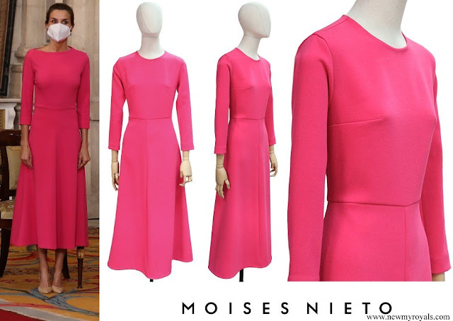 Queen Letizia wore Moises Nieto Fuchsia dress