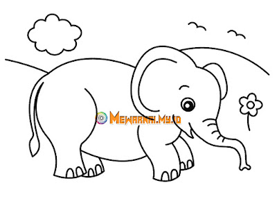 gambar gajah untuk mewarnai anak tk