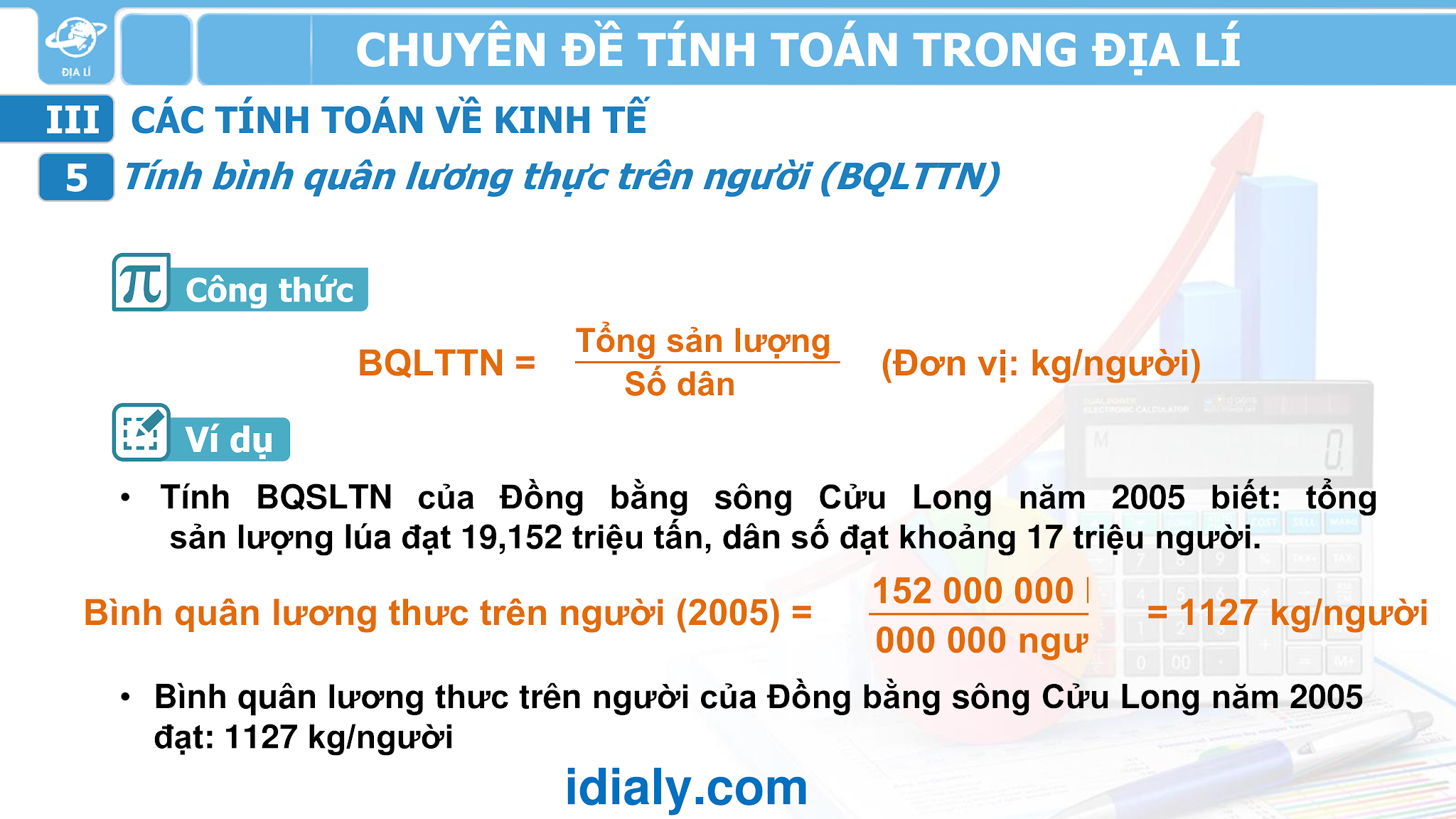 Công thức tính toán trong địa lý