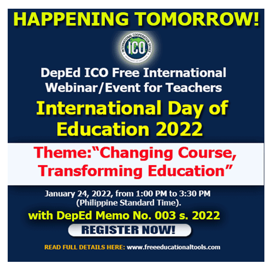 DepEd-ICO Free International Webinar for Teachers on Changing Course, Transforming Education with E-Certificate | January 24 | Register Now!