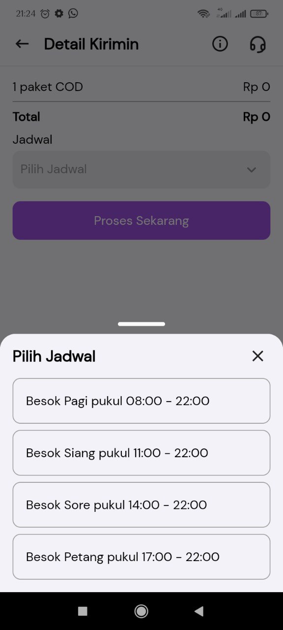 Jadwal pickup paket.