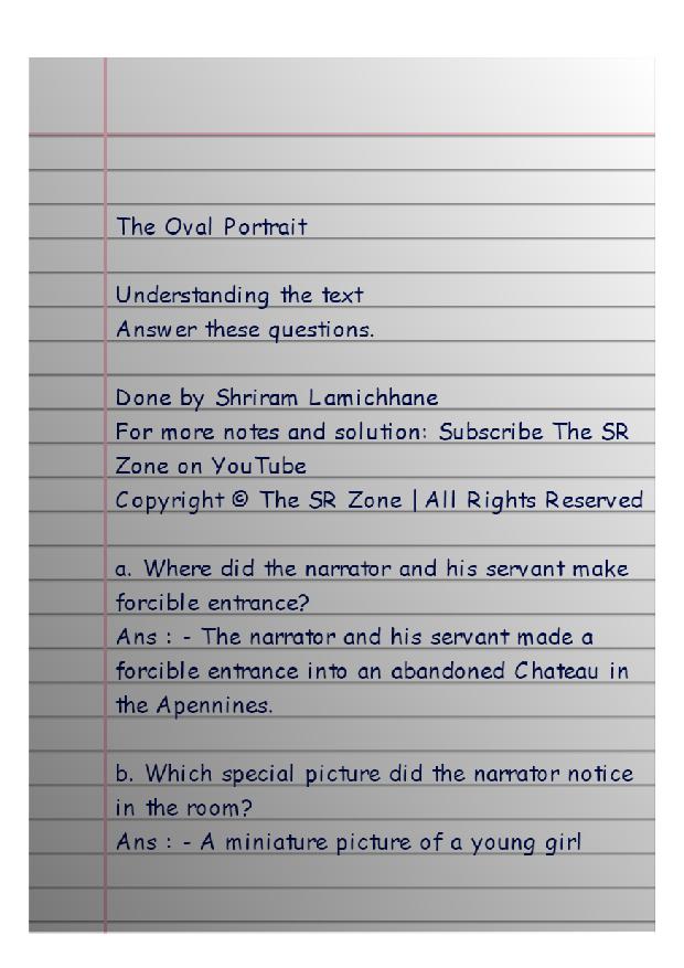 The Oval Portrait Questions Answers