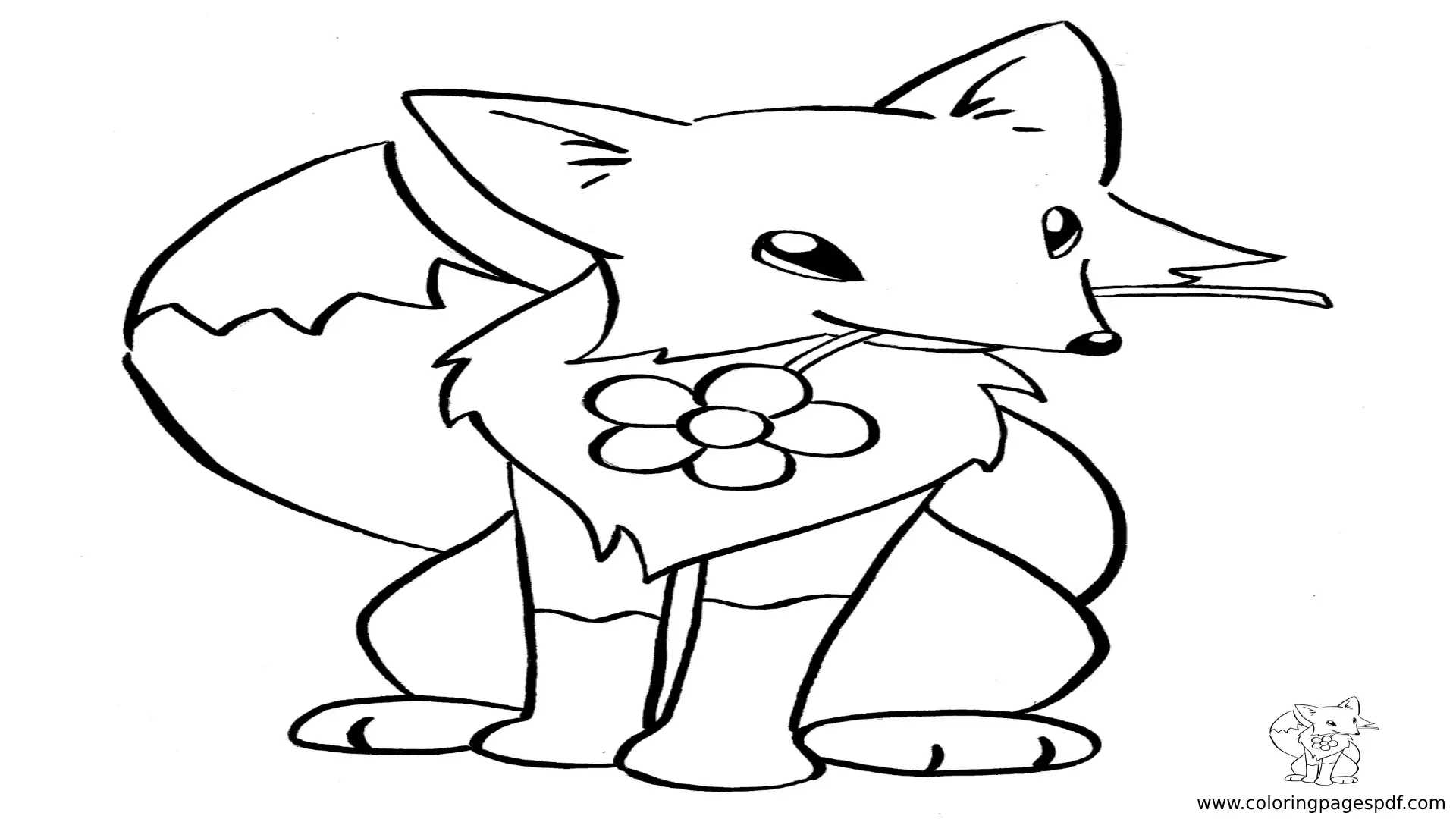 Coloring Pages Of A Fox Giving A Flower