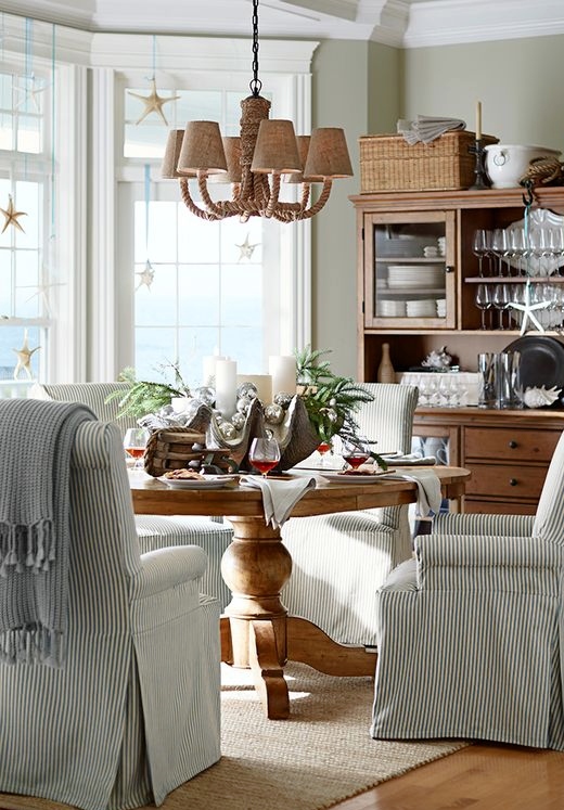 Coastal Christmas Dining Room Tablecenterpiece Idea Pottery Barn