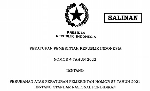 PP No. 4 Tahun 2022 Tentang Perubahan PP No. 57 Tahun 2021 SNP