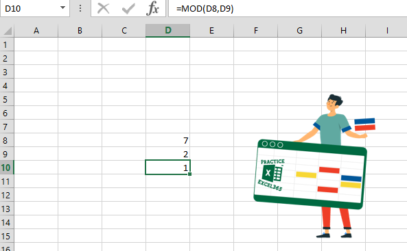 شرح صيغة الدالة MOD في برنامج مايكروسوفت Excel