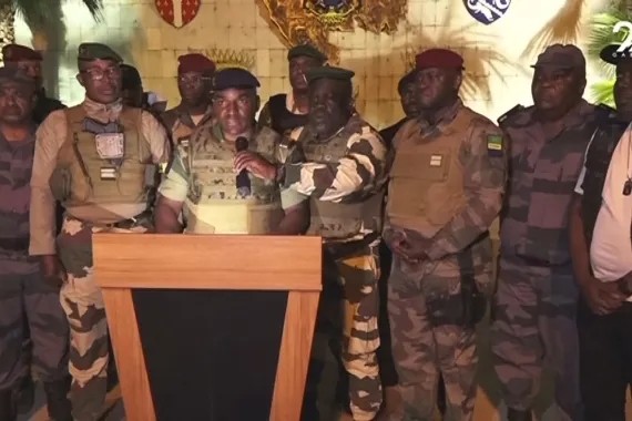 GABONESE MILITARY OFFICERS ANNOUNCE THEY HAVE SEIZED POWER