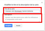 Google My Maps - Nom et description carte