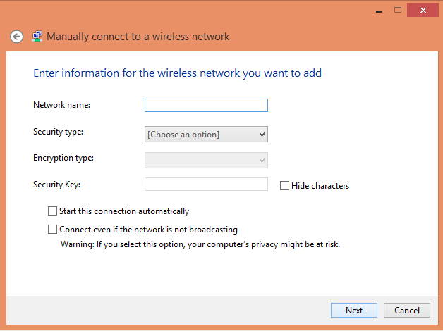 Manually connect to a wireless network